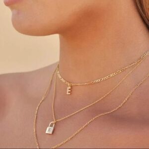COPY 18k gold Initial Lock Necklace